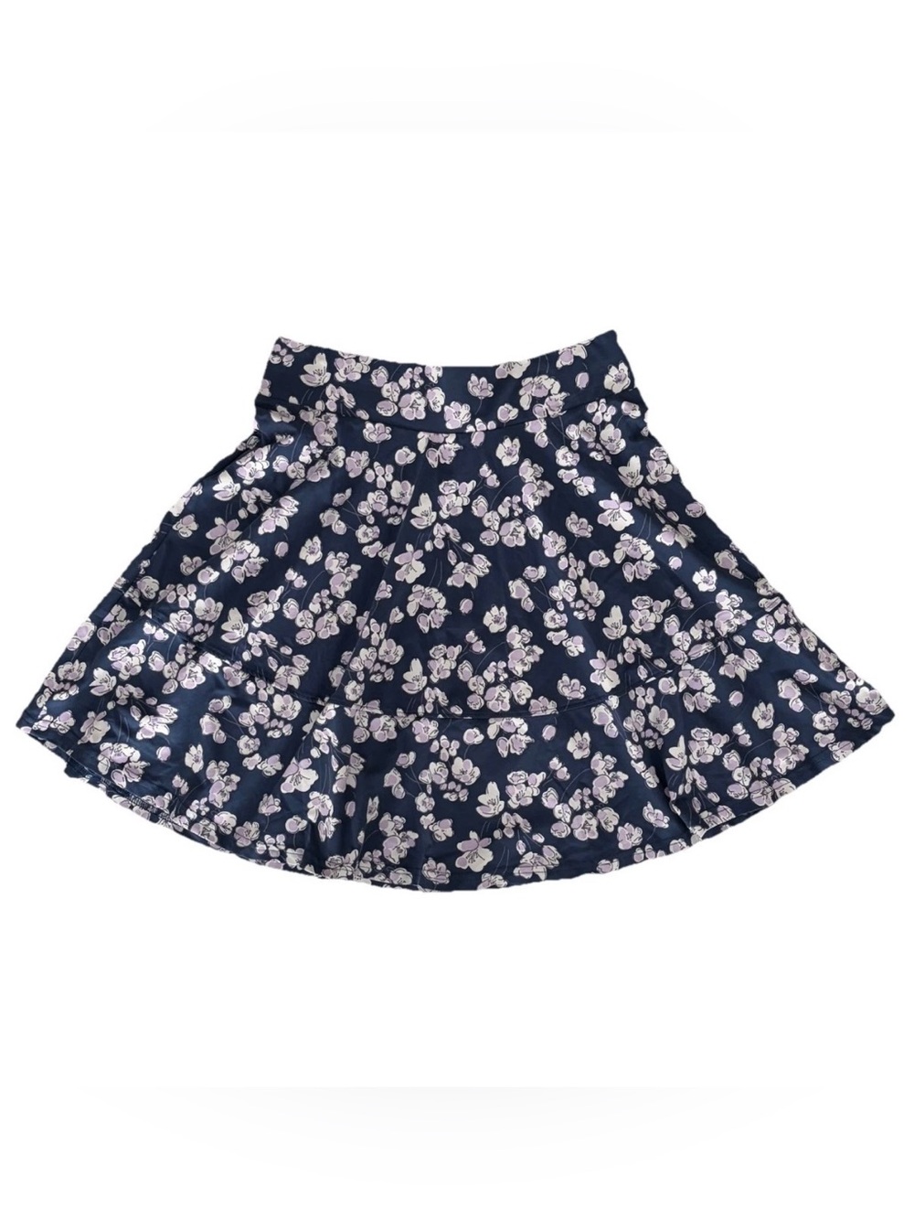 Pact Navy Floral Skater Skirt with Pale Pink Flowers